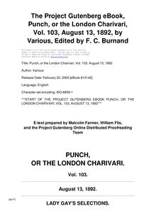 Punch, or the London Charivari, Volume 103, August 13, 1892