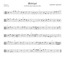 Partition ténor viole de gambe 2, alto clef, Madrigali a 5 voci, Libro 2 par Agostino Agazzari
