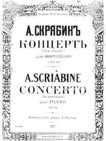 Partition complète, Piano Concerto, F-sharp minor, Scriabin, Aleksandr par Aleksandr Scriabin