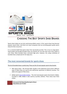 Choosing The Best Sports Shoe Brands