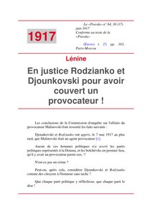 En justice Rodzianko et Djounkovski pour avoir couvert un provocateur !