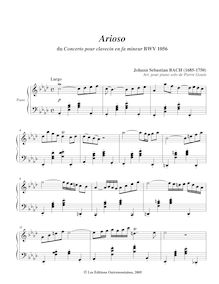 Partition complète,AriosoduConcerto pour clavecin en fa mineur par Johann Sebastian Bach