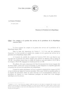 rapport Cour des comptes Pésidence de la République