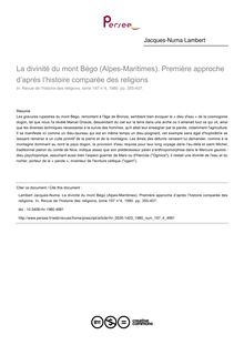 La divinité du mont Bégo (Alpes-Maritimes). Première approche d’après l’histoire comparée des religions - article ; n°4 ; vol.197, pg 355-407