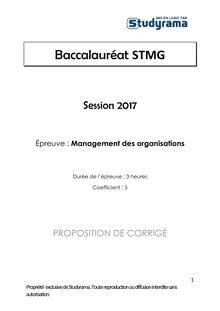 Corrigé Bac STMG 2017 - Management des organisations