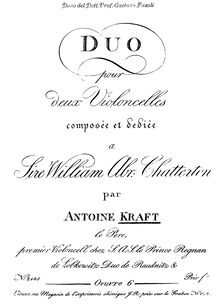 Partition violoncelle 1 (B/W), Duo pour 2 violoncelles, D Major
