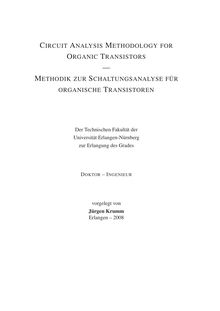 Circuit analysis methodology for organic transistors [Elektronische Ressource] = Methodik zur Schaltungsanalyse für organische Transistoren / vorgelegt von Jürgen Krumm