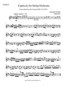 Partition violons I, clavier Sonata en E major, Keyboard, Scarlatti, Domenico