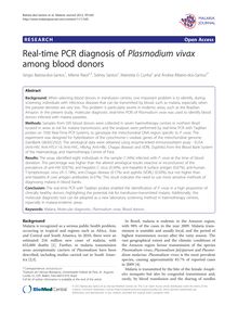 Real-time PCR diagnosis of Plasmodium vivaxamong blood donors