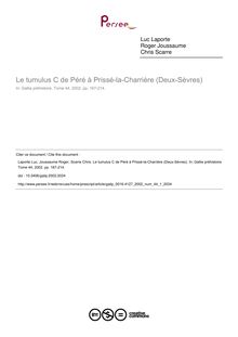 Le tumulus C de Péré à Prissé-la-Charrière (Deux-Sèvres) - article ; n°1 ; vol.44, pg 167-214