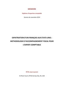Expatriation d un français aux Etats-Unis : méthodologie d accompagnement fiscal