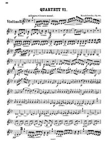 Partition violon 2, corde quatuor No.6, Op.80, F minor, Mendelssohn, Felix par Felix Mendelssohn