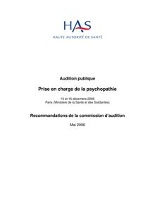 Prise en charge de la psychopathie - Psychopathie - Recommandations