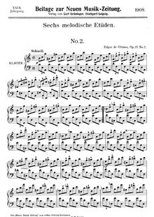 Partition No.2, 6 melodische Etüden, Op.17, Glimes, Edgar de