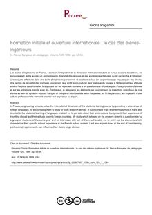 Formation initiale et ouverture internationale : le cas des élèves-ingénieurs - article ; n°1 ; vol.129, pg 53-64