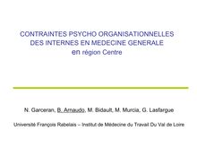 CONTRAINTES PSYCHO ORGANISATIONNELLES DES INTERNES EN MEDECINE ...