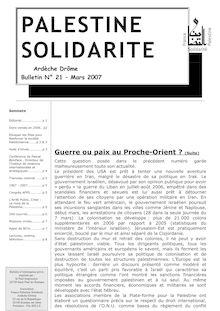 Bulletin n°21 - PALESTINE SOLIDARITE