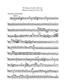 Partition violoncelles / Basses, Piano Concerto No.22, E♭ major par Wolfgang Amadeus Mozart
