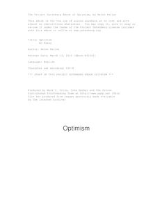 Optimism - An Essay