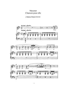 Partition complète (D Major: haut voix et piano), Chanson pour elle