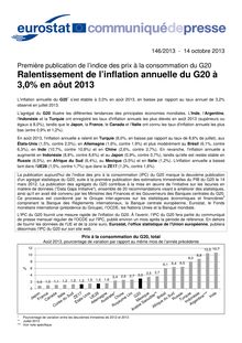 Eurostat : Ralentissement de l’inflation annuelle du G20 à  3,0% en aôut 2013 