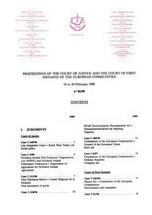 PROCEEDINGS OF THE COURT OF JUSTICE AND THE COURT OF FIRST INSTANCE OF THE EUROPEAN COMMUNITIES. 16 to 20 February 1998 n° 06/98