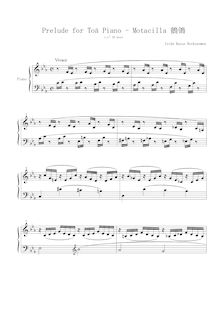 Partition , Motacilla 鶺鴒, 12 préludes pour Toy Piano, Aves 鳥 vol.I