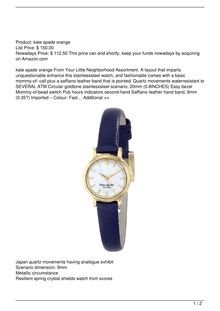 kate spade new york Women8217s 1YRU0456 Tiny Metro Analog Display Japanese Quartz Blue Watch Watch Reviews
