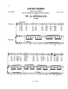 Partition complète, Lied der Freiheit, K.506, F major, Mozart, Wolfgang Amadeus par Wolfgang Amadeus Mozart