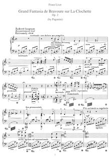 Partition complète (S.420), Grande fantasie di bravura sur La clochette par Franz Liszt