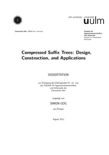 Compressed suffix trees: design, construction, and applications [Elektronische Ressource] / Simon Gog