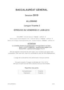  Bac 2019 : le sujets des langues LV2 (Allemand)