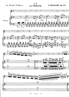 Partition flûte et partition de piano, Fantasia sulla Traviata di Verdi, Op.248