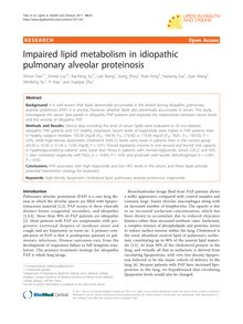 Impaired lipid metabolism in idiopathic pulmonary alveolar proteinosis