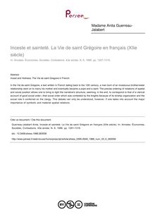 Inceste et sainteté. La Vie de saint Grégoire en français (XIIe siècle) - article ; n°6 ; vol.43, pg 1291-1319