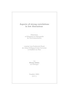 Aspects of strong correlations in low dimensions [Elektronische Ressource] / von Florian Schütz