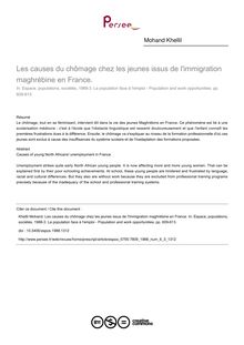 Les causes du chômage chez les jeunes issus de l immigration maghrébine en France. - article ; n°3 ; vol.6, pg 609-613