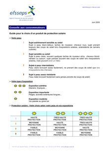 Guide pour le choix d un produit de protection solaire 09/06/2005