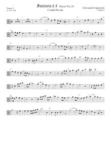 Partition ténor viole de gambe 1, alto clef, Fantasia pour 5 violes de gambe par John Coperario