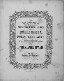 Partition complète, Bella Donna, Polka tremblante, Ipavic, Benjamin