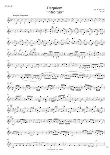 Partition violons II, Requiem, D minor, Mozart, Wolfgang Amadeus par Wolfgang Amadeus Mozart