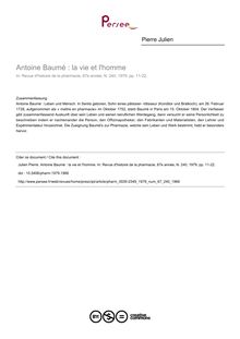 Antoine Baumé : la vie et l homme - article ; n°240 ; vol.67, pg 11-22