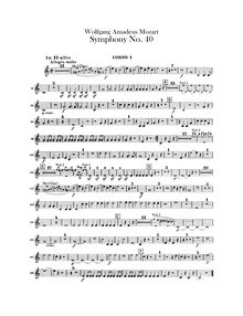 Partition cor 1 (B♭, E♭, G), 2 (G, E♭), Symphony No.40, G minor