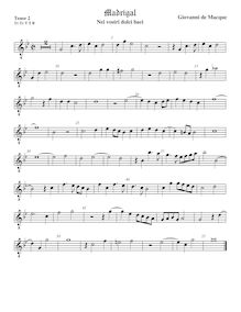 Partition ténor viole de gambe 2, octave aigu clef, Nei vostri dolci baci par Giovanni de Macque