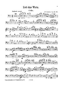 Partition No.1 violoncelle, Lied ohne Worte, Zwei Triosätze, Rudnick, Wilhelm