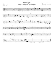 Partition viole de basse (alto clef), pour First Set of anglais Madrigales to 3, 4, 5 et 6 voix