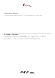 Table des matières . - table ; n°4 ; vol.11, pg 861-864