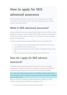 How to apply for SEIS advanced assurance