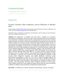 Economic transition, male competition, and sex differences in mortality rates