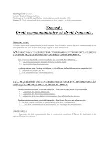 Exposé : Droit communautaire et droit français .